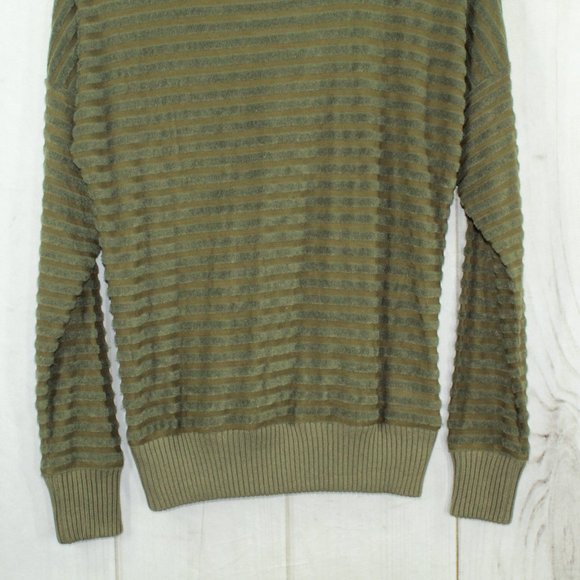 LL Bean Signature Olive Green Striped V-Neck Pullover Sweater Size XS - Picture 9 of 10
